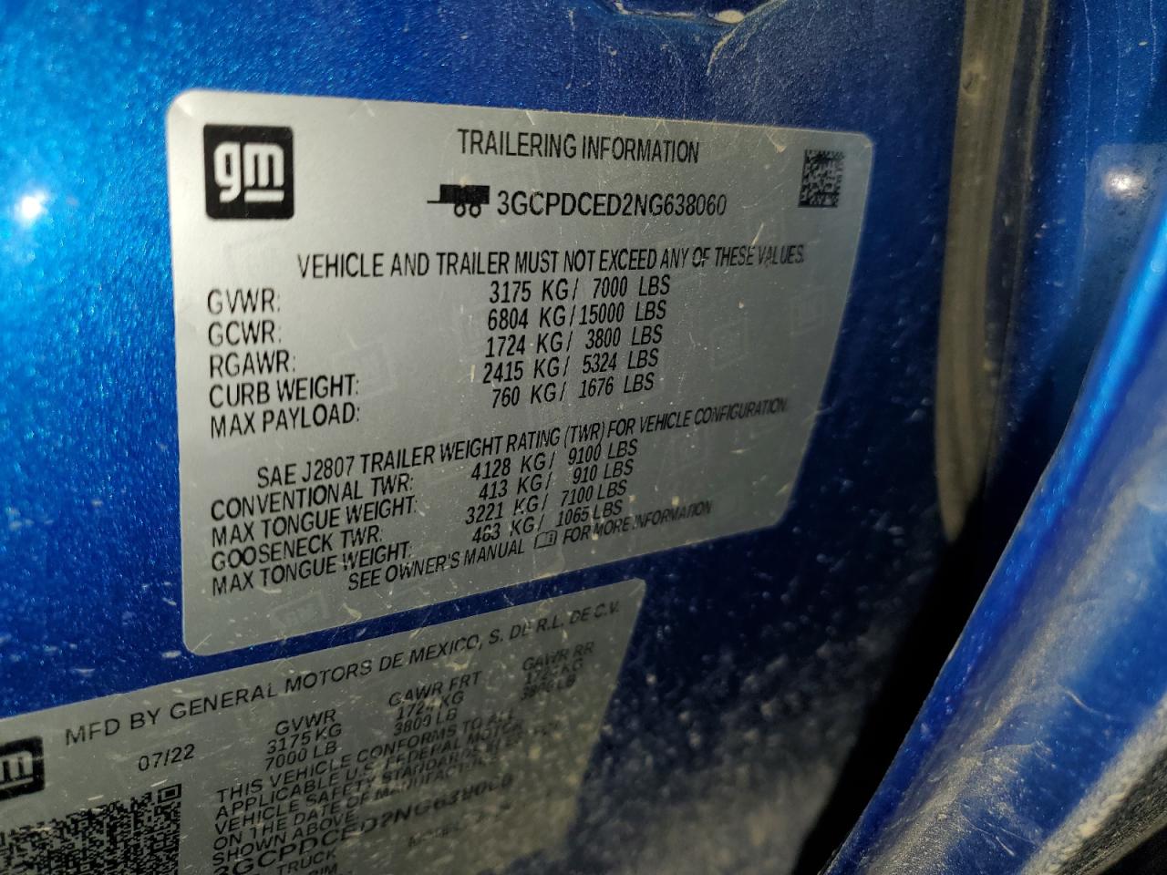 2022 Chevrolet Silverado K1500 Trail Boss Custom VIN: 3GCPDCED2NG638060 Lot: 68947585