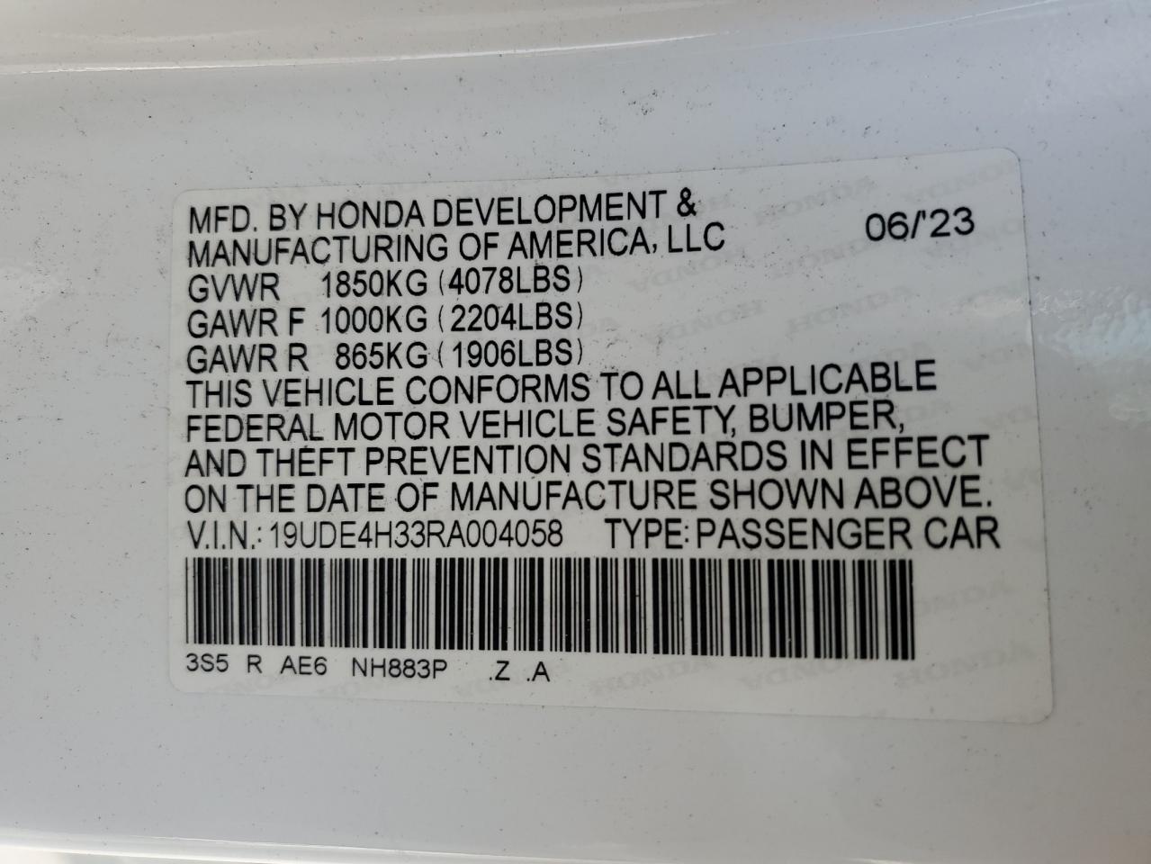 2024 Acura Integra A-Spec VIN: 19UDE4H33RA004058 Lot: 67671445