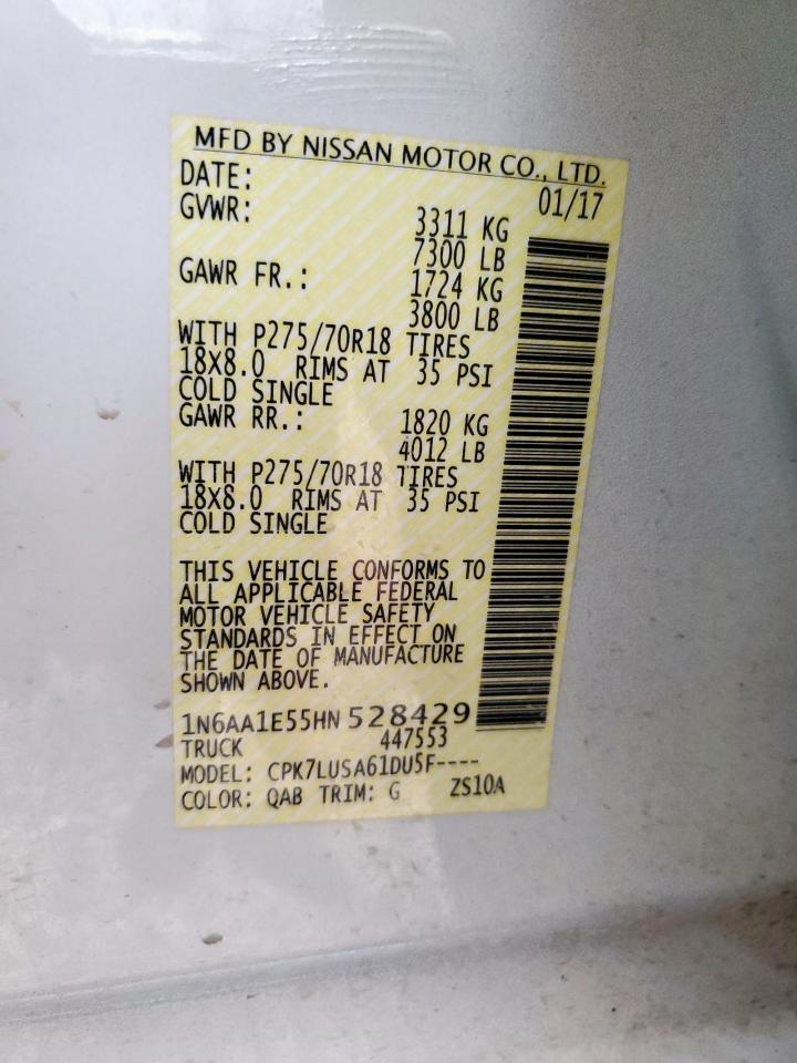 2017 Nissan Titan Sv VIN: 1N6AA1E55HN528429 Lot: 69915585