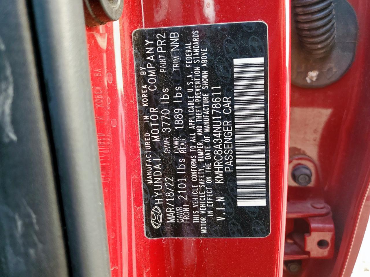 2022 Hyundai Venue Sel VIN: KMHRC8A34NU178611 Lot: 70495435