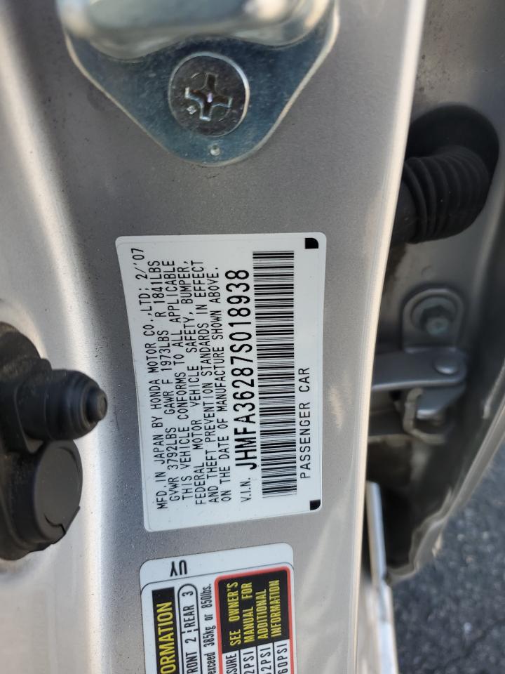 2007 Honda Civic Hybrid VIN: JHMFA36287S018938 Lot: 69318165