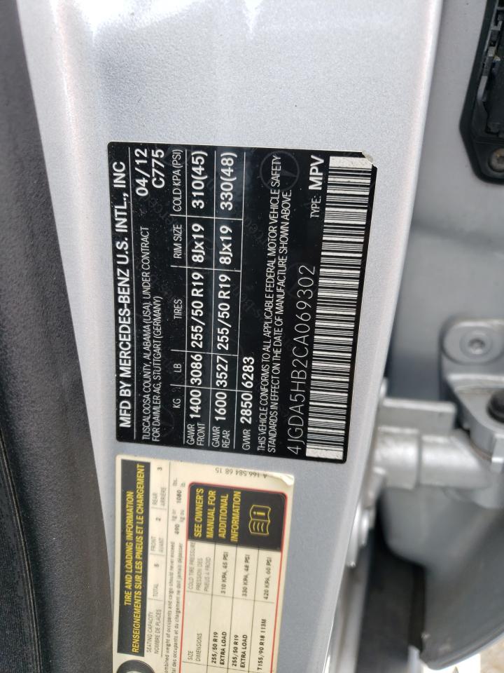 2012 Mercedes-Benz Ml 350 4Matic VIN: 4JGDA5HB2CA069302 Lot: 69377715