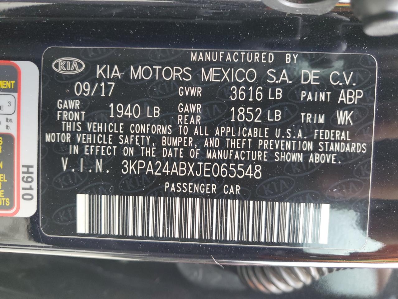 2018 Kia Rio Lx VIN: 3KPA24ABXJE065548 Lot: 70727115