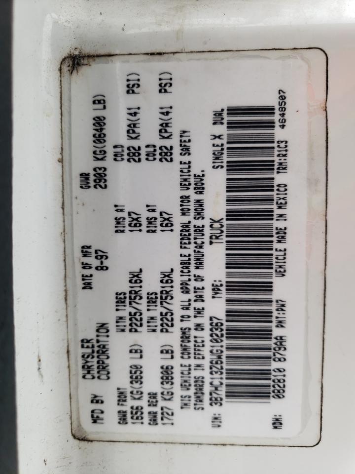 1998 Dodge Ram 1500 VIN: 3B7HC13Z6WG102367 Lot: 67776665