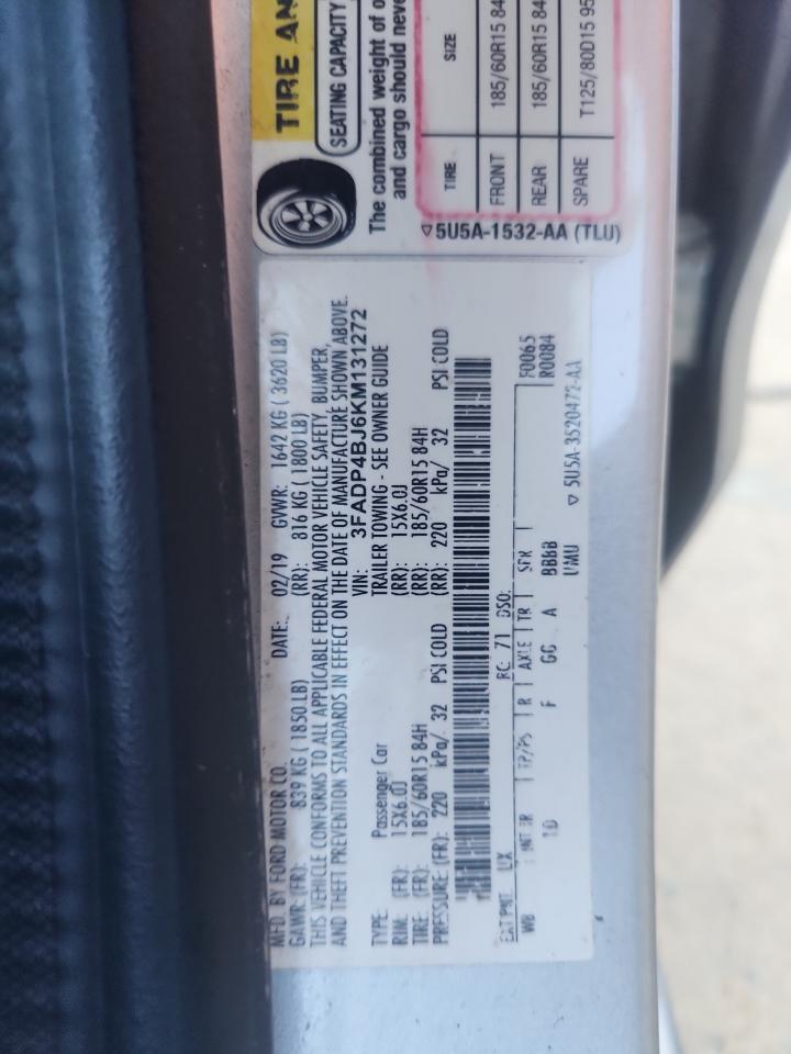 2019 Ford Fiesta Se VIN: 3FADP4BJ6KM131272 Lot: 69944305