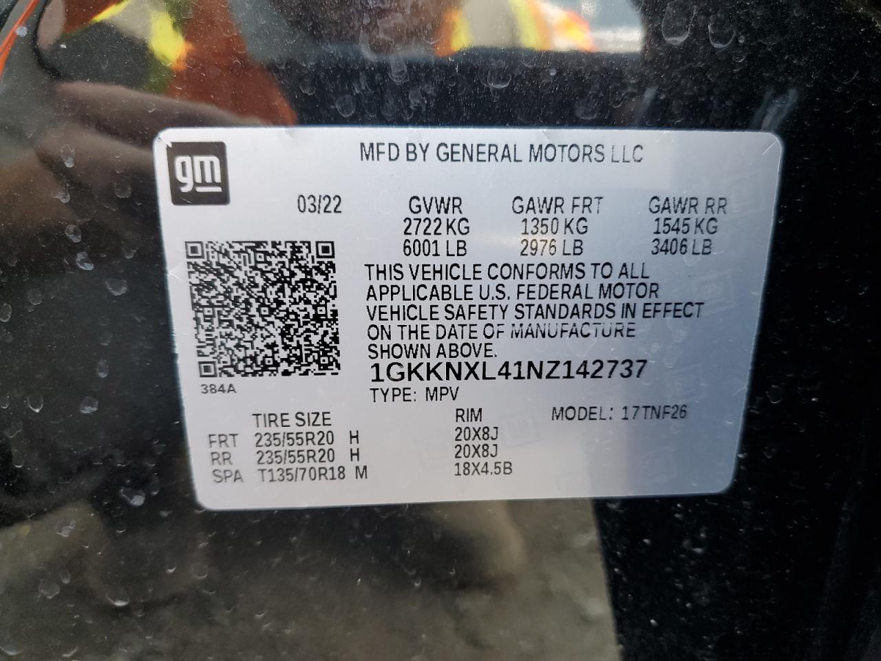 2022 GMC Acadia Denali VIN: 1GKKNXL41NZ142737 Lot: 68825405
