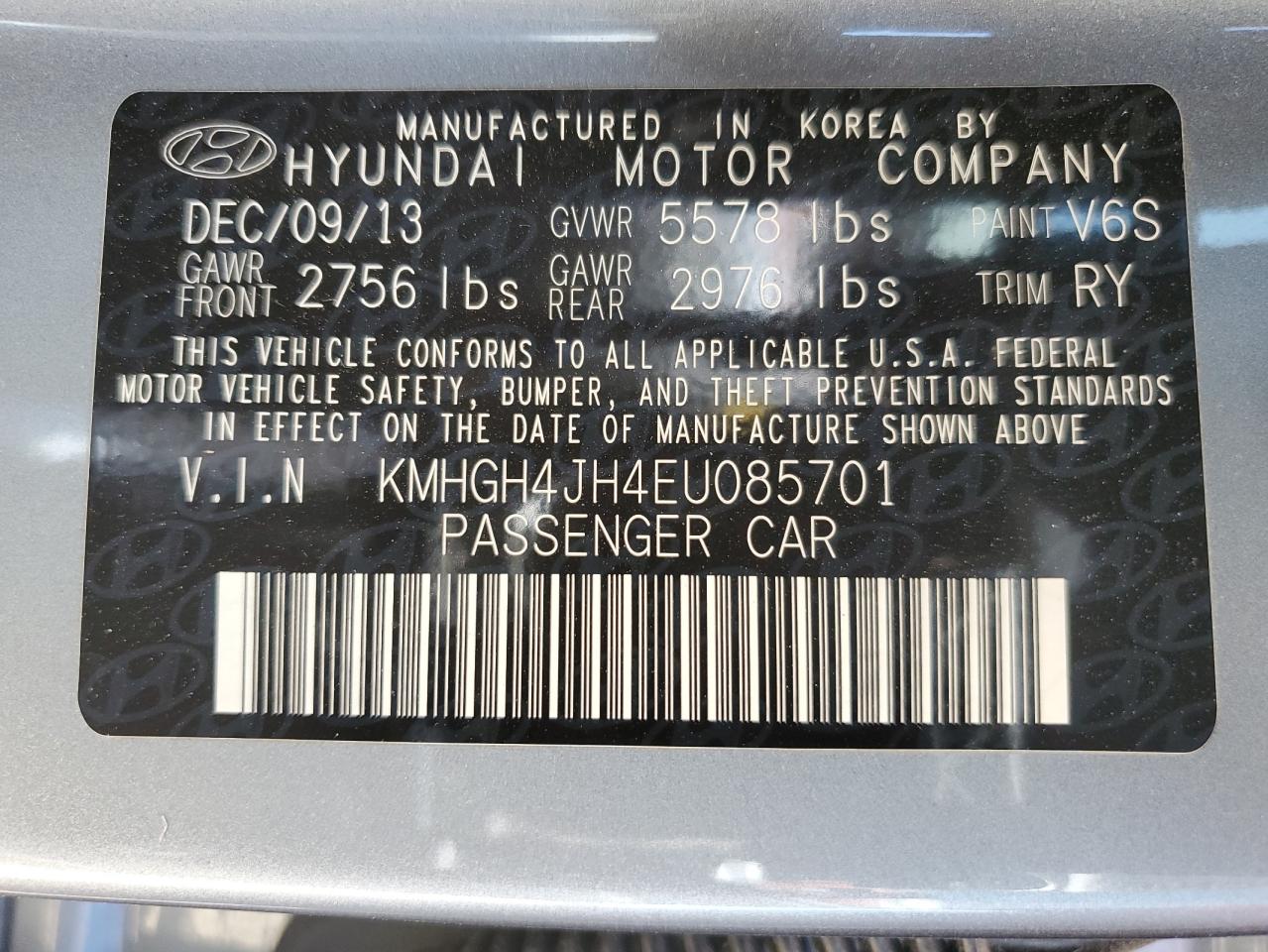 2014 Hyundai Equus Signature VIN: KMHGH4JH4EU085701 Lot: 68970455