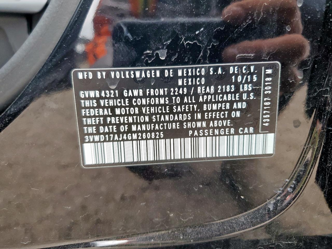 2016 Volkswagen Jetta Sport VIN: 3VWD17AJ4GM260825 Lot: 68833075