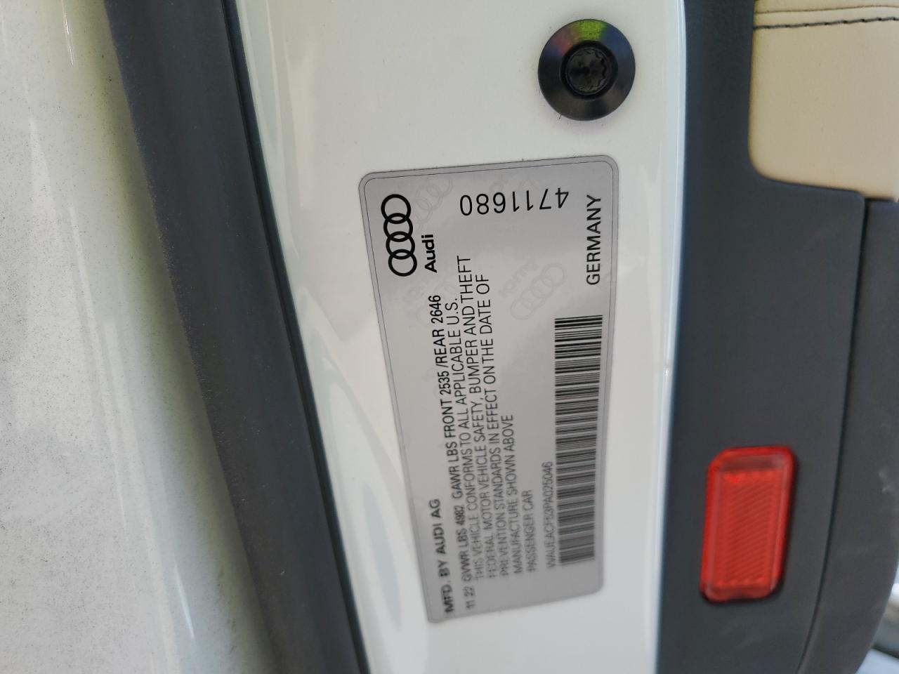 2023 Audi A5 Prestige 45 VIN: WAUEACF53PA025046 Lot: 68827595