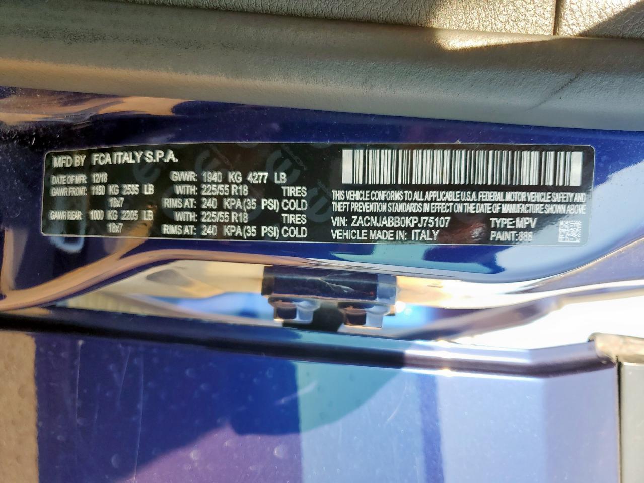 2019 Jeep Renegade Latitude VIN: ZACNJABB0KPJ75107 Lot: 67863885