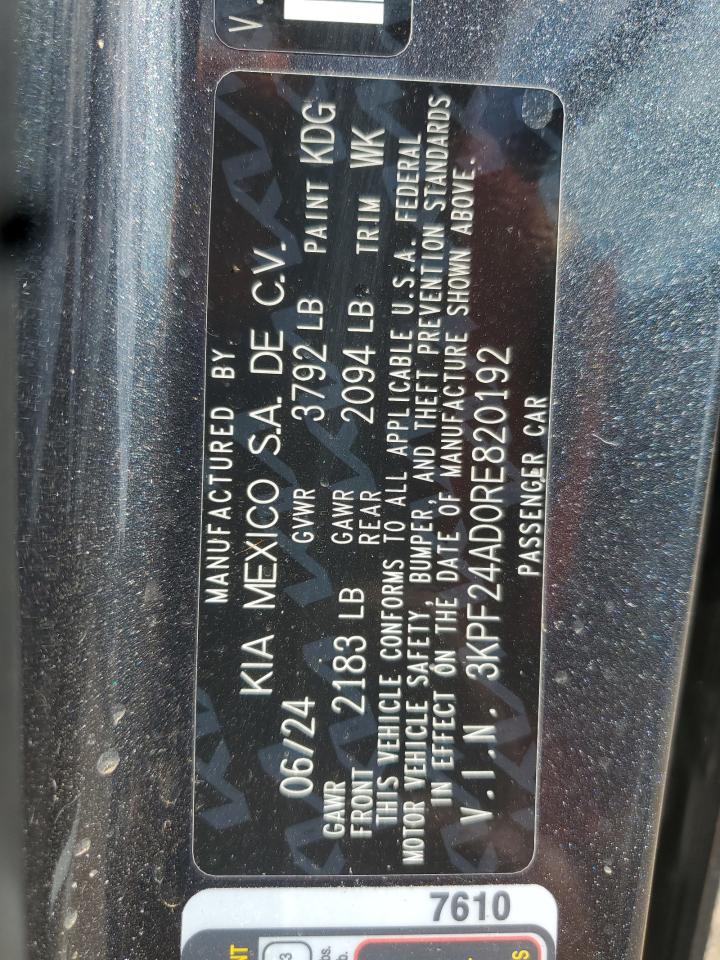 2024 Kia Forte Lx VIN: 3KPF24AD0RE820192 Lot: 70718775