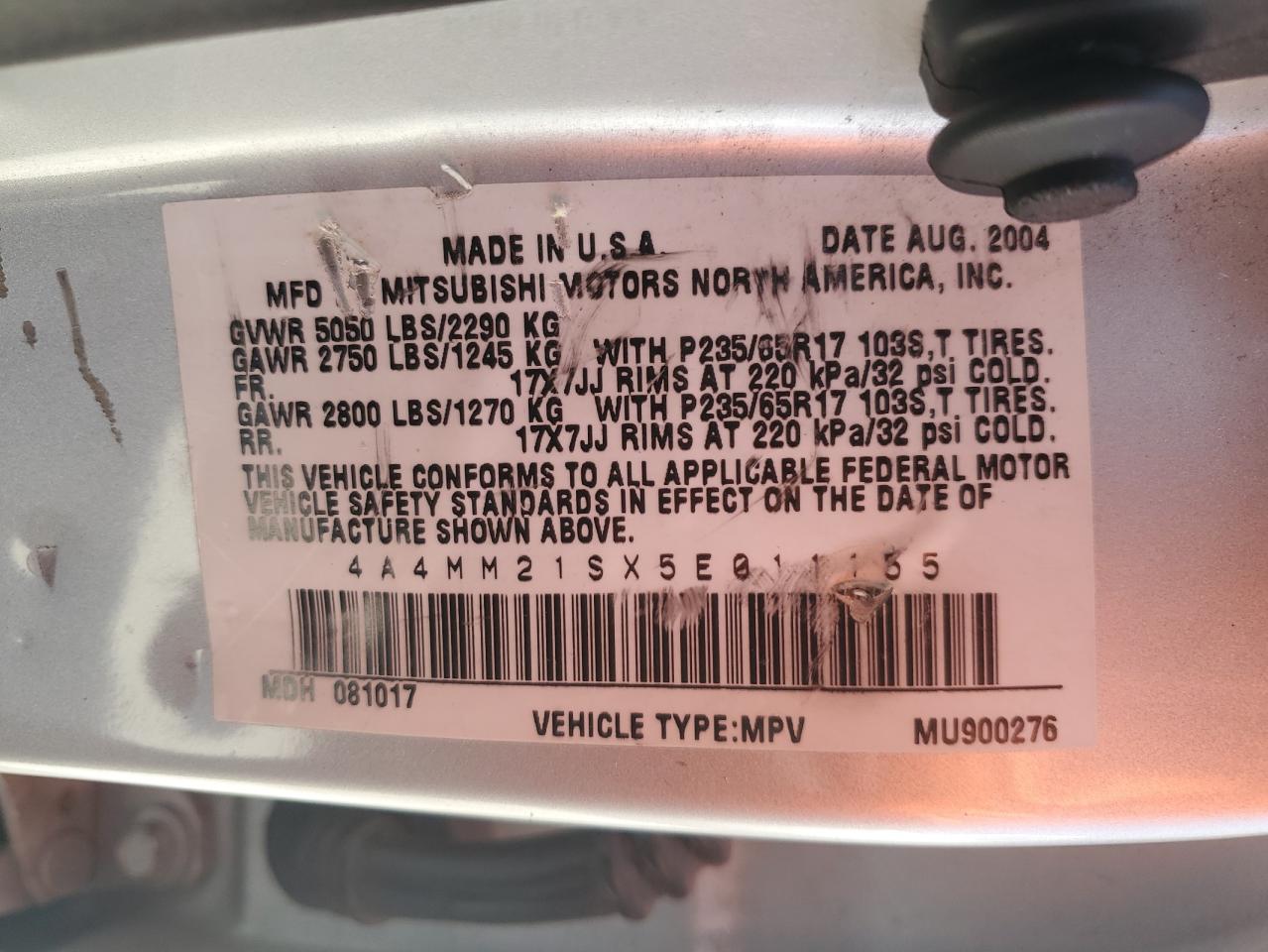 2005 Mitsubishi Endeavor Ls VIN: 4A4MM21SX5E011155 Lot: 69413435