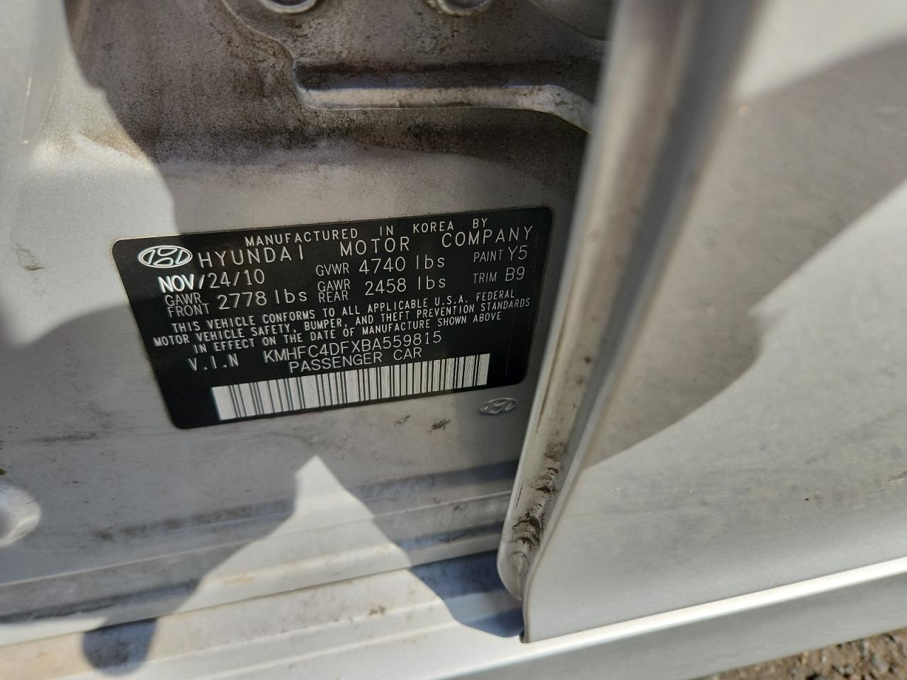 2011 Hyundai Azera Gls VIN: KMHFC4DFXBA559815 Lot: 70651055