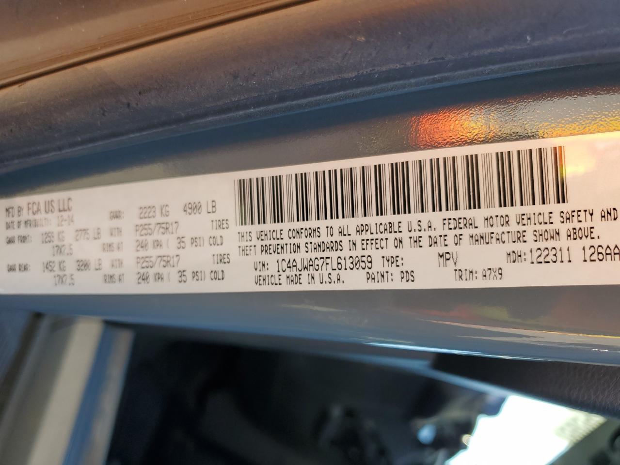 2015 Jeep Wrangler Sport VIN: 1C4AJWAG7FL613059 Lot: 69094475