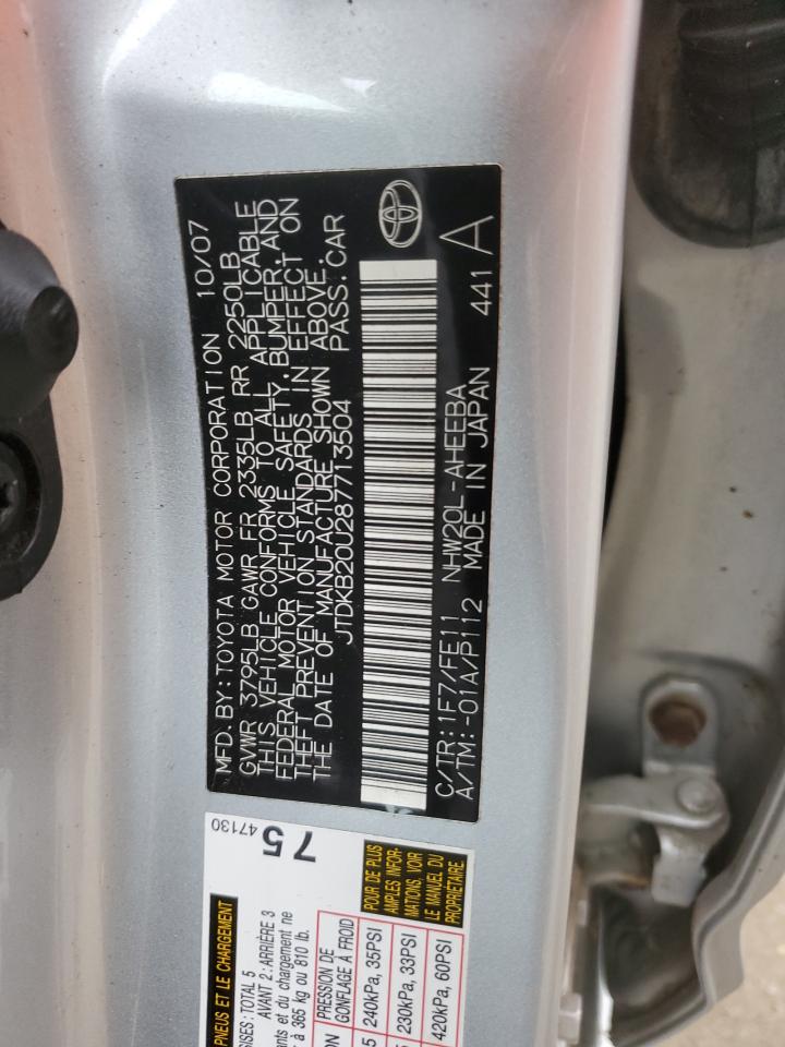 2008 Toyota Prius VIN: JTDKB20U287713504 Lot: 70062565