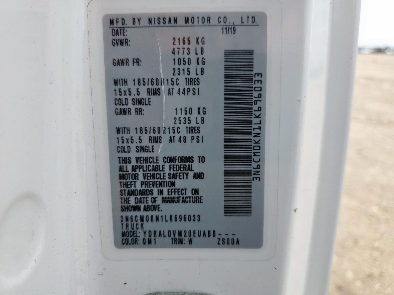 2020 Nissan Nv200 2.5S VIN: 3N6CM0KN1LK696033 Lot: 69864125