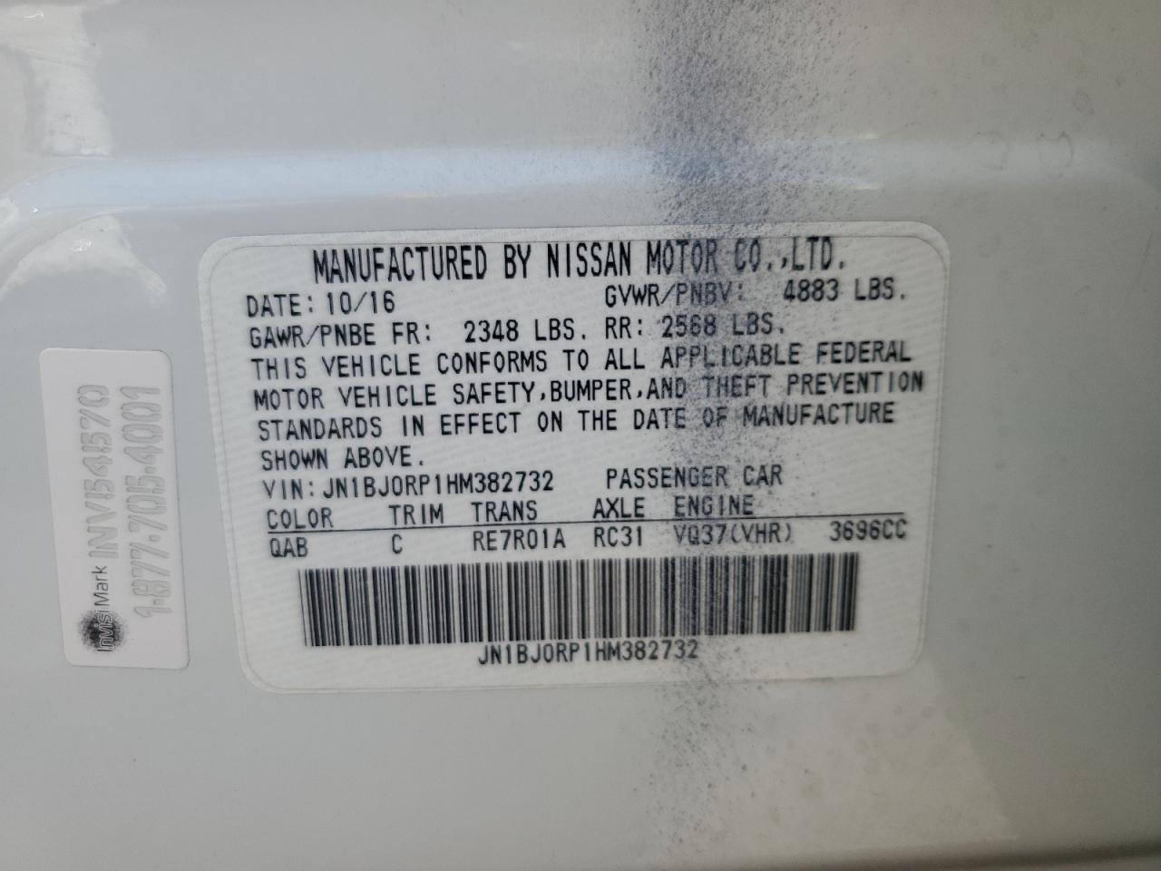 2017 Infiniti Qx50 VIN: JN1BJ0RP1HM382732 Lot: 68690285