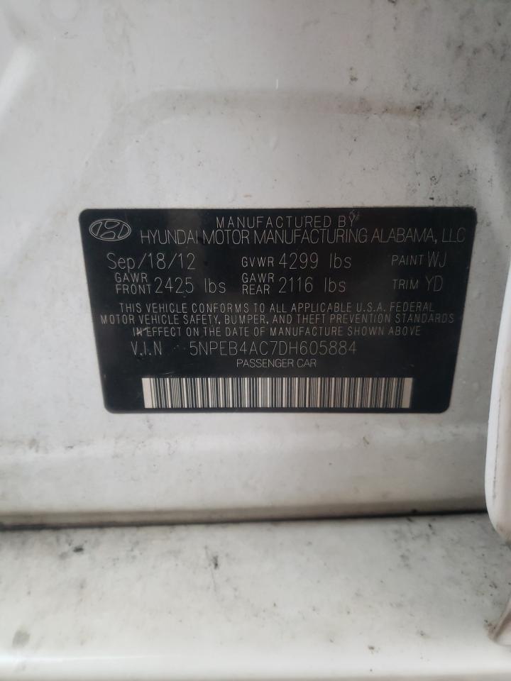 2013 Hyundai Sonata Gls VIN: 5NPEB4AC7DH605884 Lot: 70054985