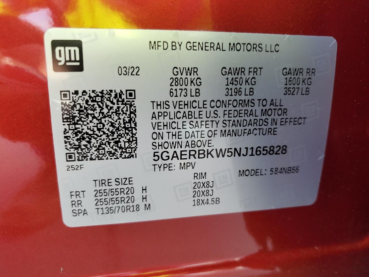 2022 Buick Enclave Essence VIN: 5GAERBKW5NJ165828 Lot: 70163385