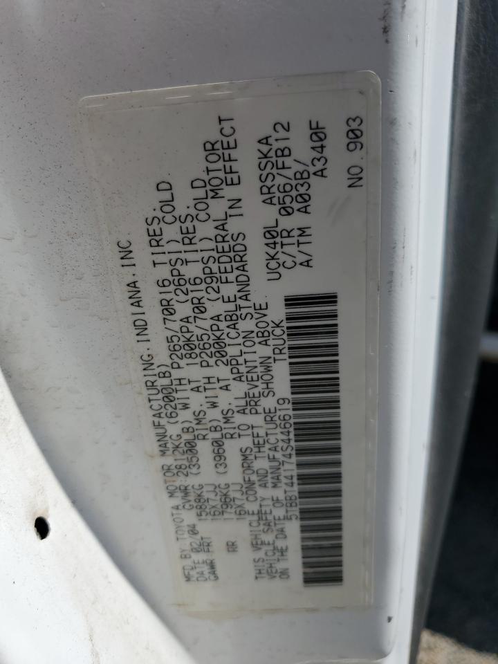 2004 Toyota Tundra Access Cab Sr5 VIN: 5TBBT44174S446619 Lot: 68503495