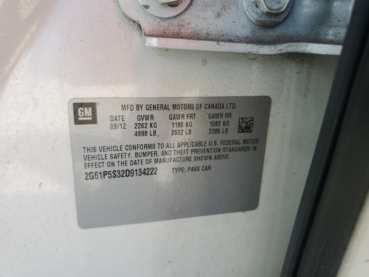 2013 Cadillac Xts Luxury Collection VIN: 2G61P5S32D9134222 Lot: 69843245