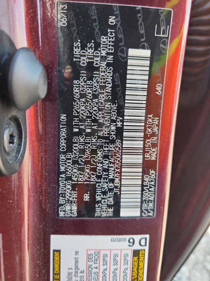 2013 Lexus Gx 460 VIN: JTJBM7FX7D5062589 Lot: 70375265