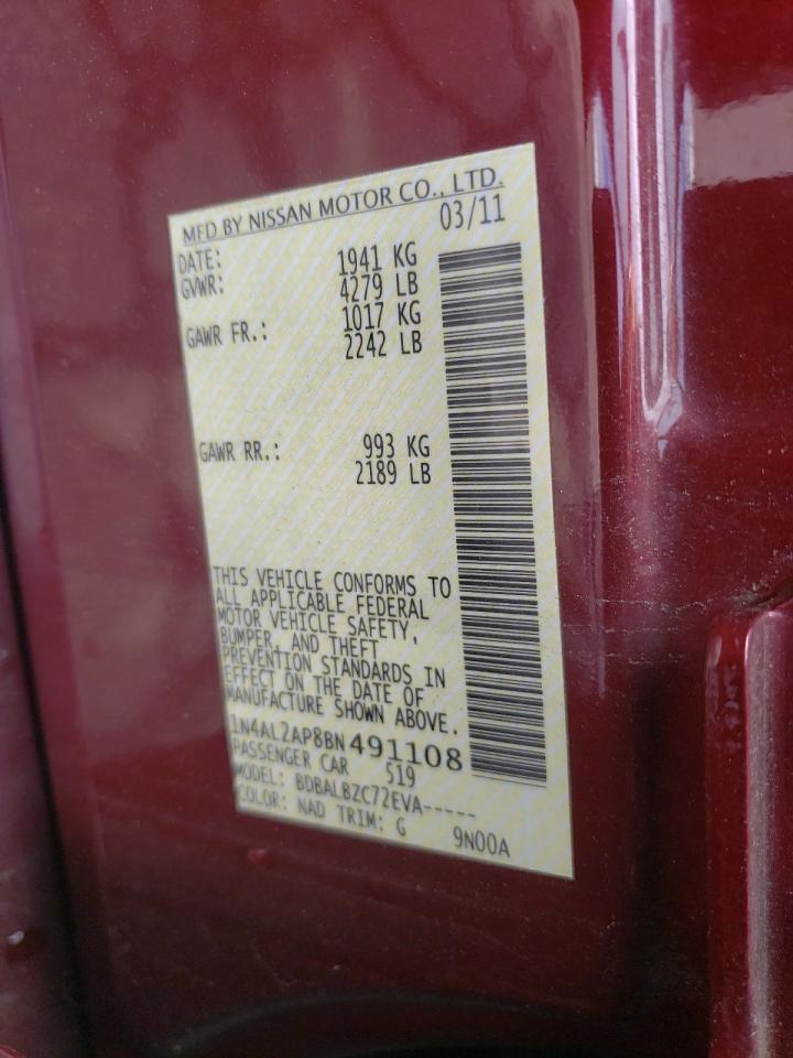 2011 Nissan Altima Base VIN: 1N4AL2AP8BN491108 Lot: 69576255