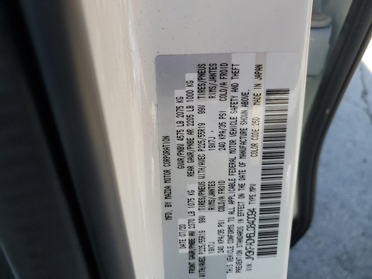 2020 Mazda Cx-5 Grand Touring VIN: JM3KFADM6L0840094 Lot: 68148525