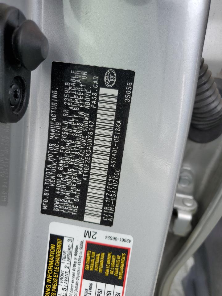 2010 Toyota Camry Base VIN: 4T1BF3EK0AU076147 Lot: 70486475