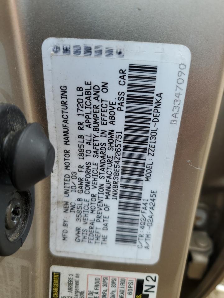 2004 Toyota Corolla Ce VIN: 1NXBR38E54Z265751 Lot: 69320235