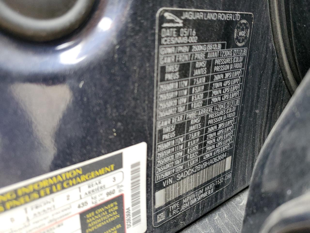 2017 Jaguar F-Pace Prestige VIN: SADCK2BV9HA063684 Lot: 69474945