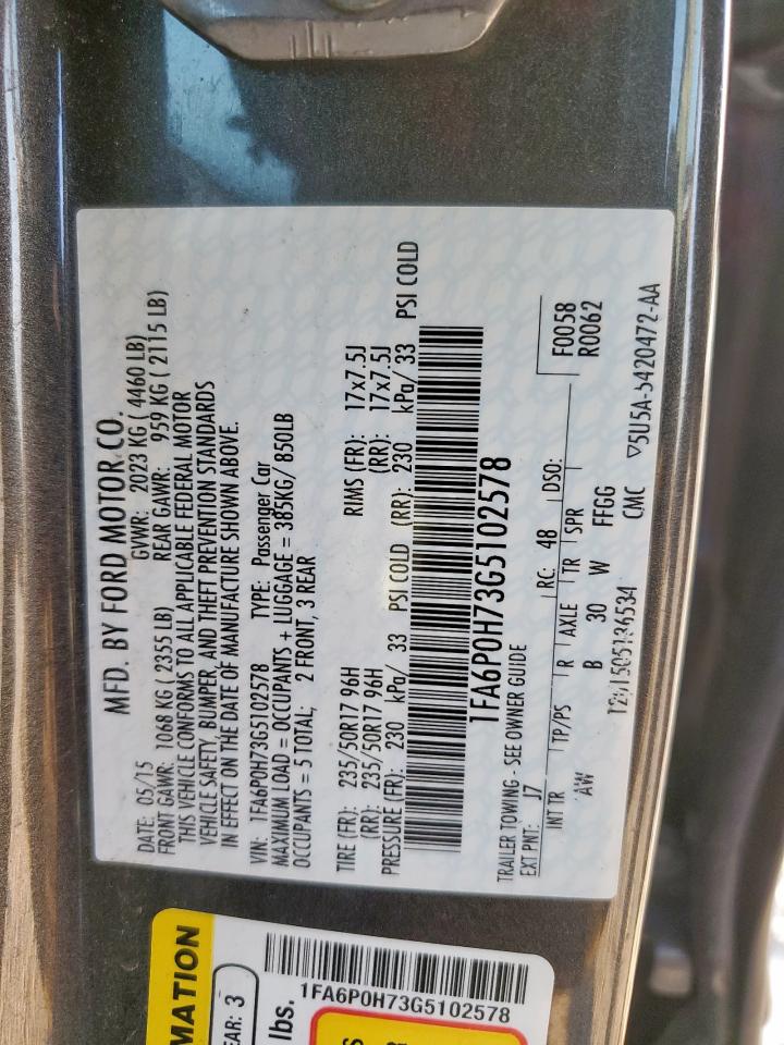 2016 Ford Fusion Se VIN: 1FA6P0H73G5102578 Lot: 69505385