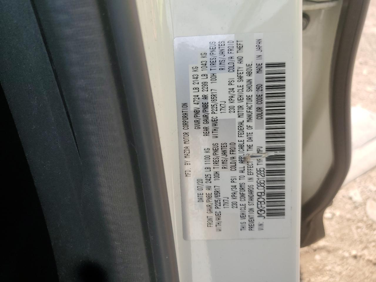 2020 Mazda Cx-5 Touring VIN: JM3KFBCM9L0861285 Lot: 68465355
