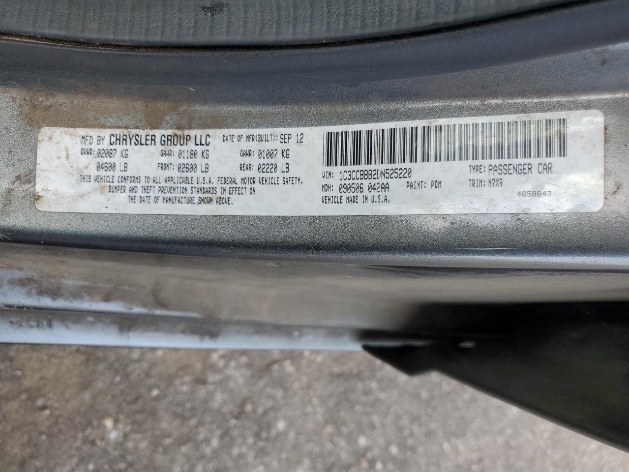 2013 Chrysler 200 Touring VIN: 1C3CCBBB2DN525220 Lot: 68098535