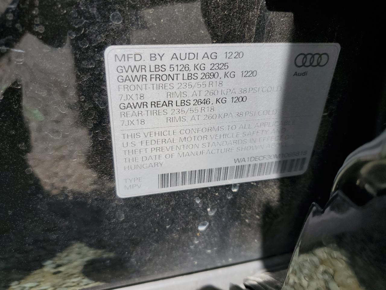 2021 Audi Q3 Premium S Line 45 VIN: WA1DECF30M1065818 Lot: 69632675