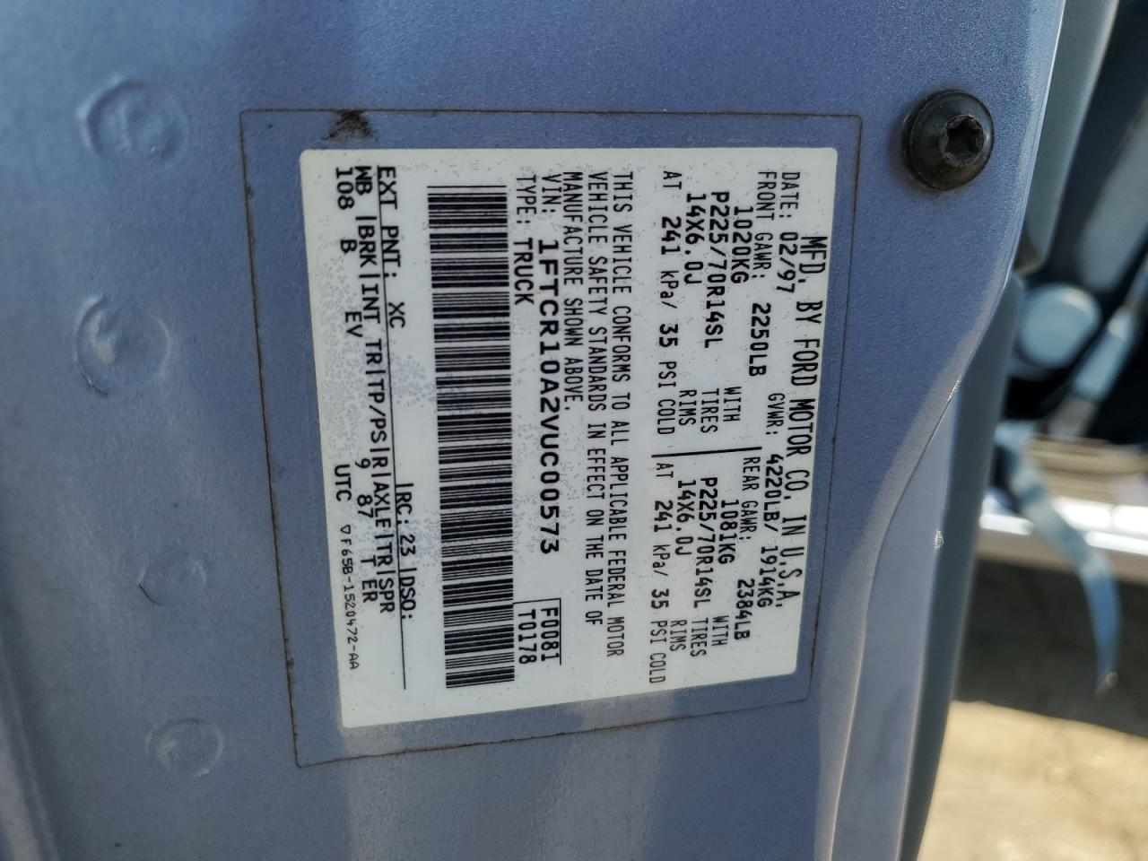 1997 Ford Ranger VIN: 1FTCR10A2VUC00573 Lot: 69475215