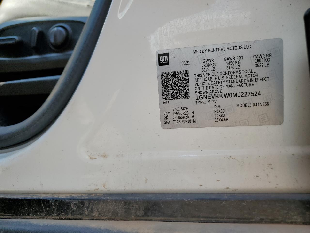 2021 Chevrolet Traverse Premier VIN: 1GNEVKKW0MJ227524 Lot: 69182785