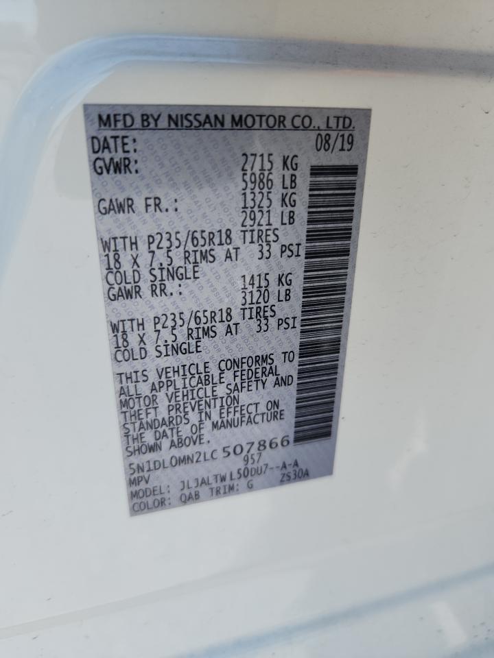 2020 Infiniti Qx60 Luxe VIN: 5N1DL0MN2LC507866 Lot: 69786585