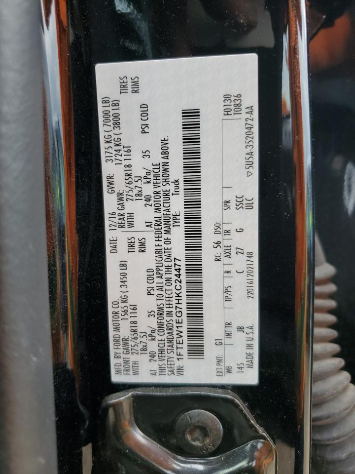 2017 Ford F150 Supercrew VIN: 1FTEW1EG7HKC24477 Lot: 68778195