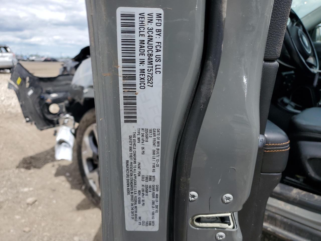 2021 Jeep Compass Limited VIN: 3C4NJDCB4MT572527 Lot: 70320405