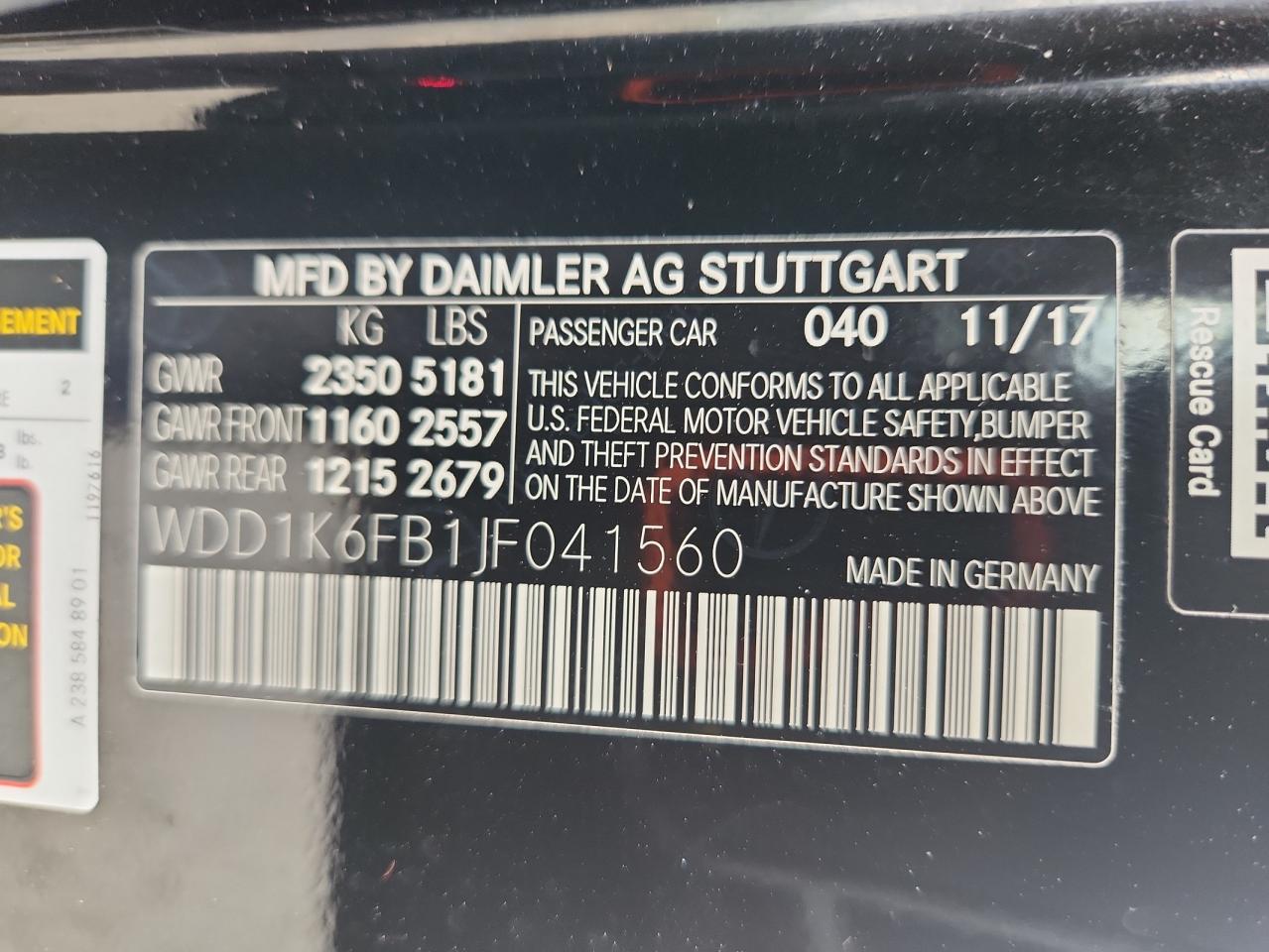 2018 Mercedes-Benz E 400 VIN: WDD1K6FB1JF041560 Lot: 68193775