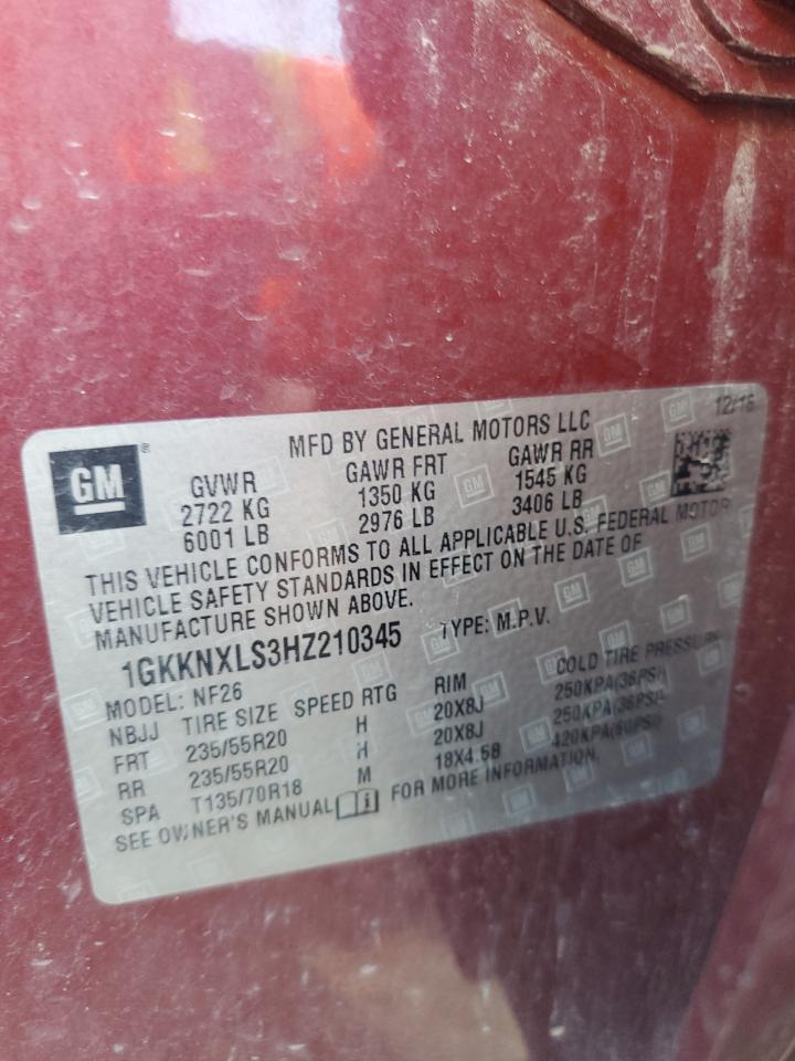 2017 GMC Acadia Denali VIN: 1GKKNXLS3HZ210345 Lot: 68293885