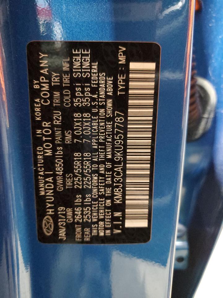 2019 Hyundai Tucson Limited VIN: KM8J3CAL9KU957787 Lot: 69368865