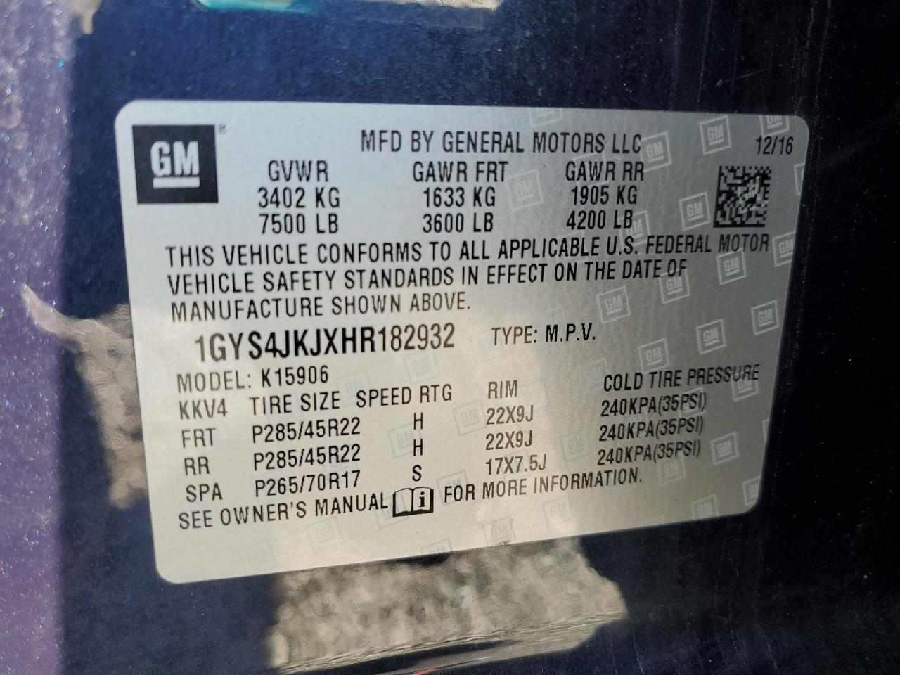 2017 Cadillac Escalade Esv Premium Luxury VIN: 1GYS4JKJXHR182932 Lot: 70924115