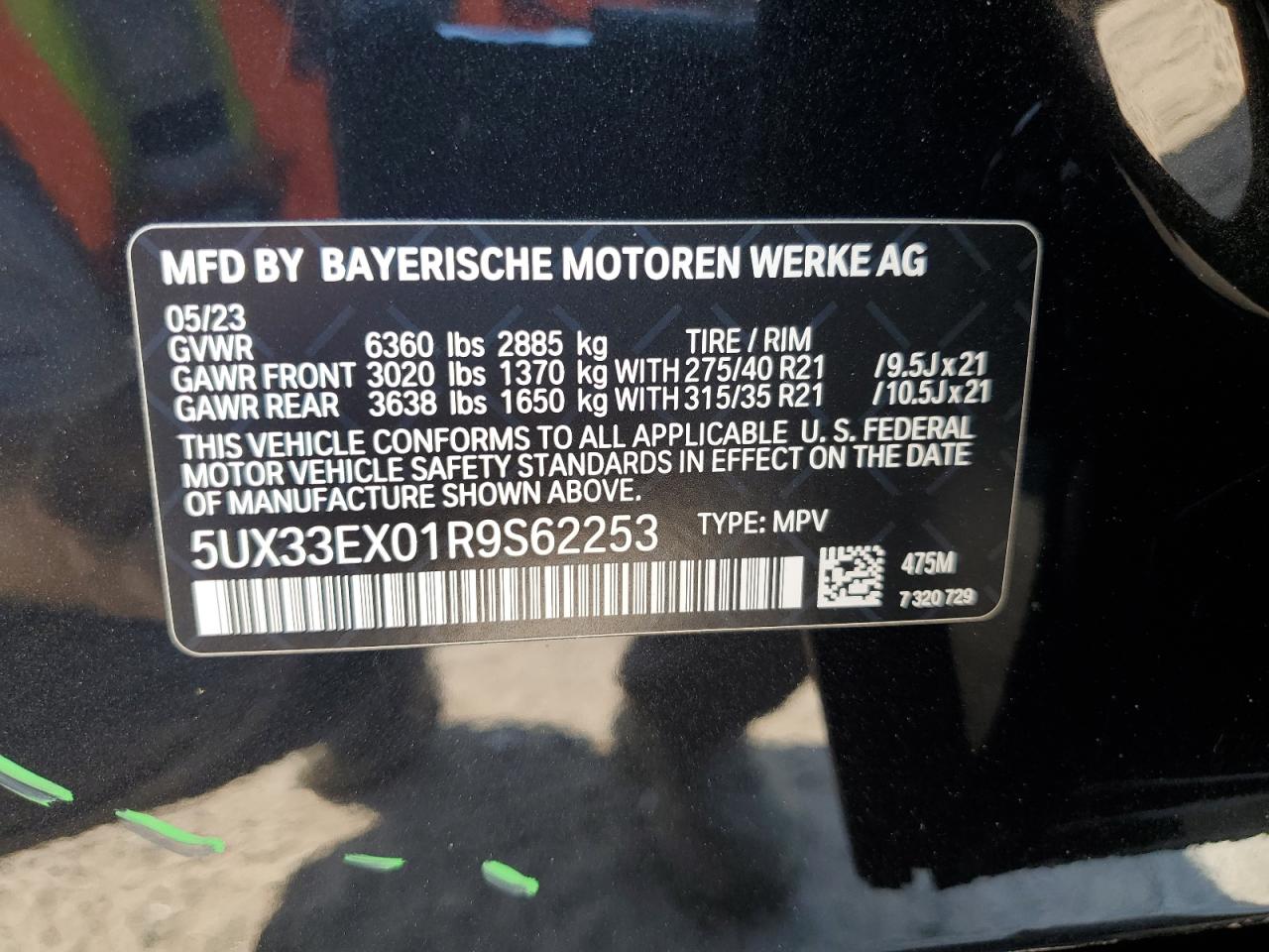 2024 BMW X6 xDrive40I VIN: 5UX33EX01R9S62253 Lot: 67989295