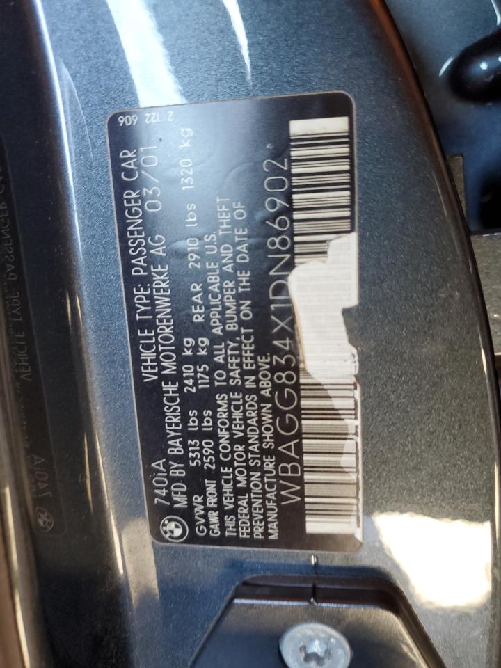 2001 BMW 740 I Automatic VIN: WBAGG834X1DN86902 Lot: 68977045