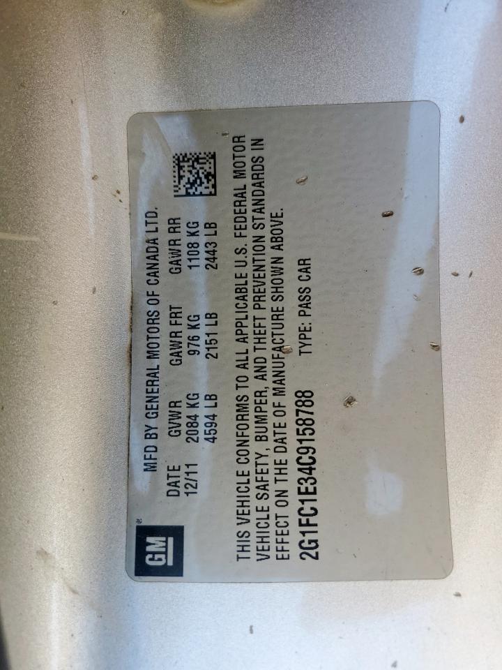 2012 Chevrolet Camaro Lt VIN: 2G1FC1E34C9158788 Lot: 70057165