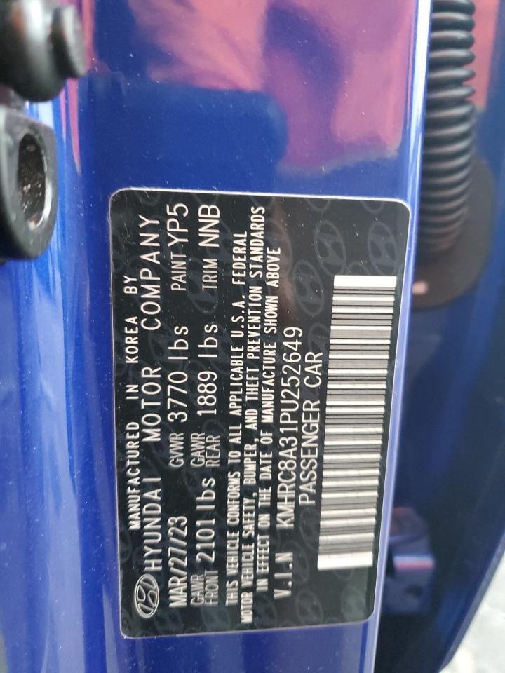 2023 Hyundai Venue Sel VIN: KMHRC8A31PU252649 Lot: 69416945