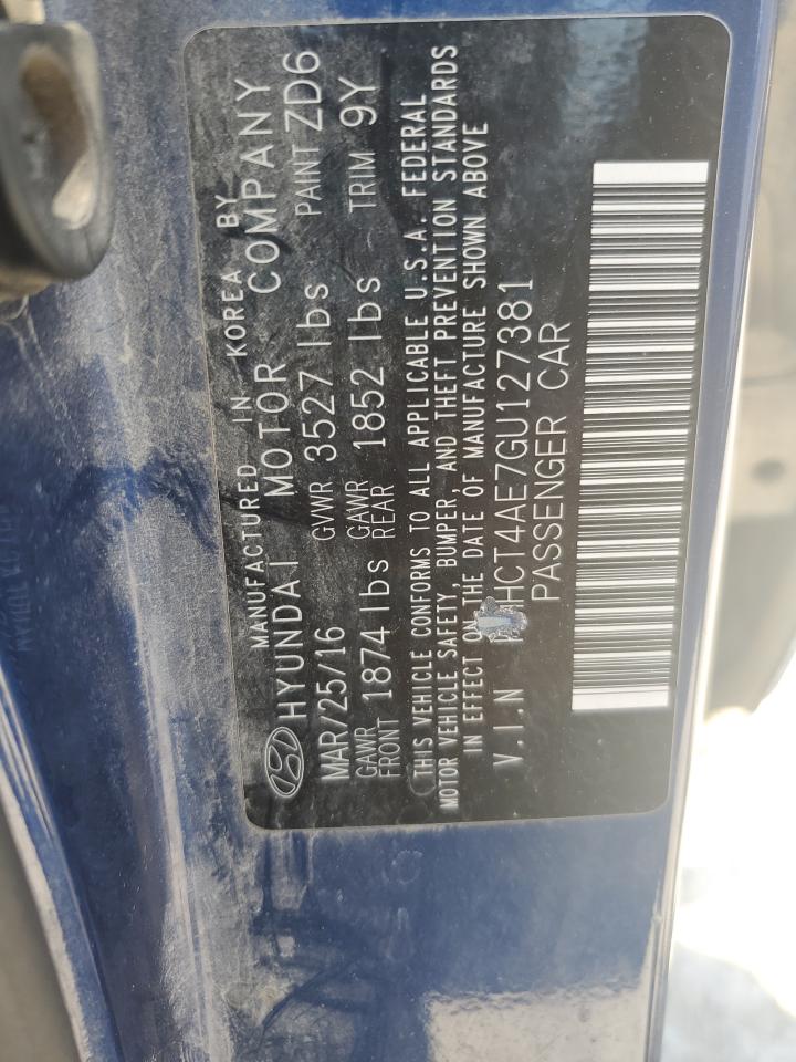 2016 Hyundai Accent Se VIN: KMHCT4AE3GU123456 Lot: 70457975