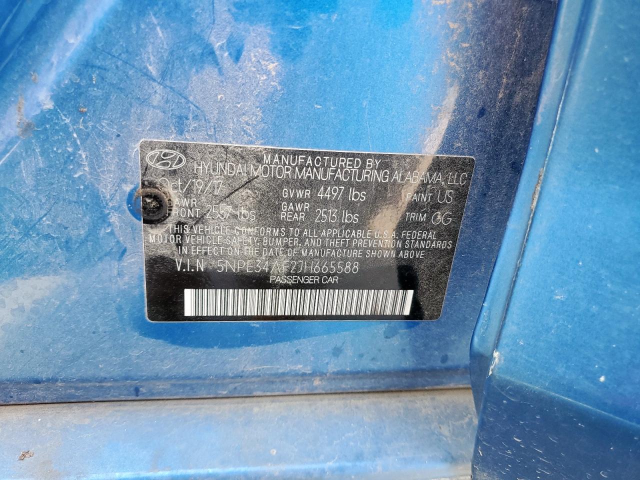 2018 Hyundai Sonata Sport VIN: 5NPE34AF2JH665588 Lot: 68681265